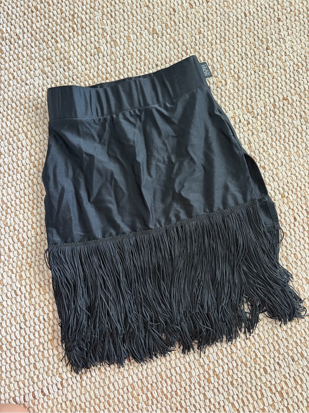 Tiger Friday girls ballroom dance black Fringe Skirt with Tassel Hem fringe